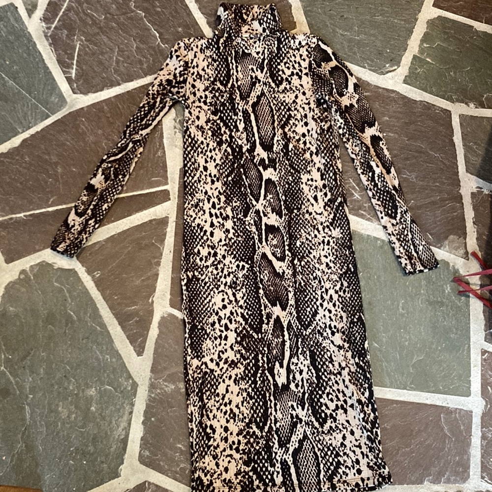Snake Print Turtleneck Dress